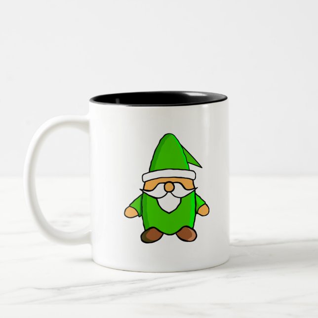 Cute Tecknad Gnome 2-tonkaffe Mugg (Vänster)