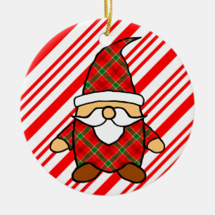 Cute Tecknad Gnome Candy cane Teckning Julgransprydnad Keramik