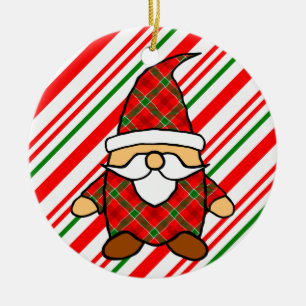 Cute Tecknad Gnome Candy cane Teckning Julgransprydnad Keramik