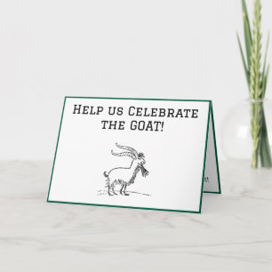 Cute Tecknad Goat, Black and White Farm Animal Inbjudan