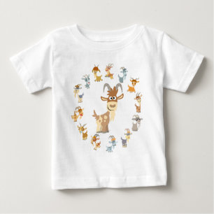 Cute Tecknad Goat Mandala Baby T-Shirt