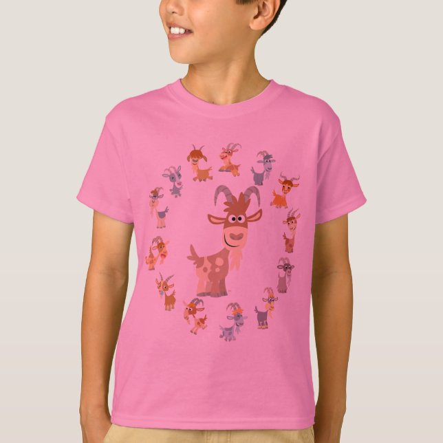 Cute Tecknad Goat Mandala Children T-Shirt (Framsida)