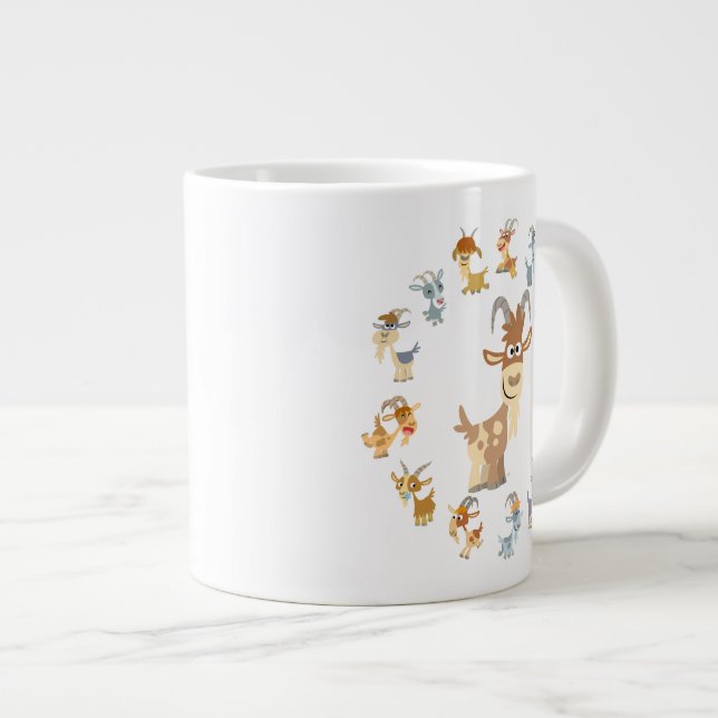 Cute Tecknad Goat Mandala Jumbo Mugg (Framsida höger)