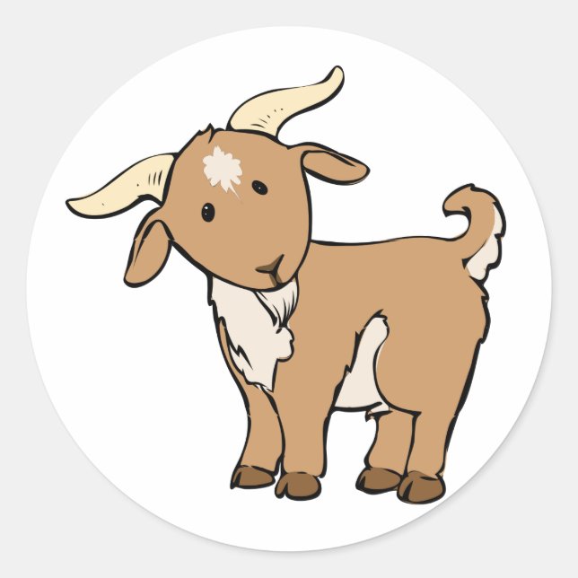 Cute Tecknad Goat Runt Klistermärke (Framsida)