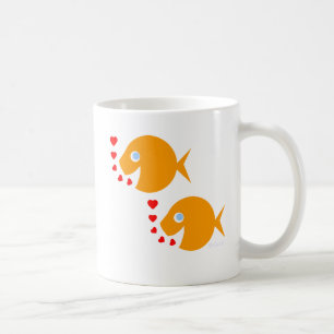 Cute Tecknad Goldfish Newlyweds i Kärlek Honeymoon Kaffemugg