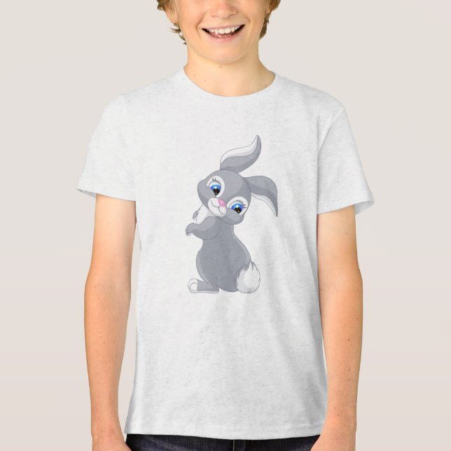 Cute Tecknad Grått-kanin T Shirt (Framsida)
