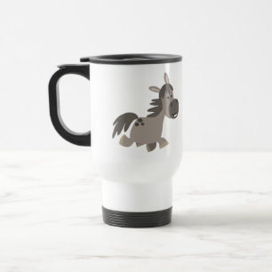 Cute Tecknad Grått Pony Commuter Mugg