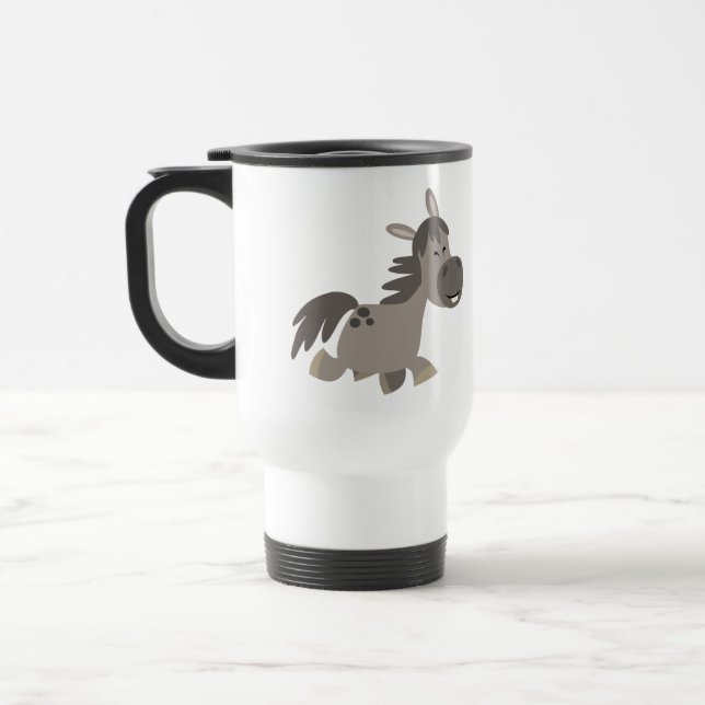 Cute Tecknad Grått Pony Commuter Mugg (Vänster)