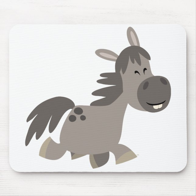 Cute Tecknad Grått Pony Mousepad Musmatta (Framsidan)