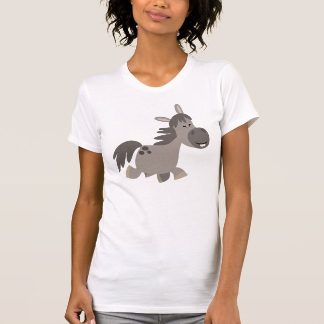 Cute Tecknad Grått Pony Women T-Shirt (Framsida)