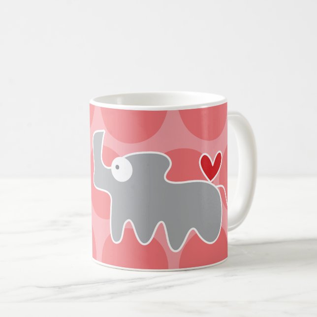 Cute Tecknad Grått Rhinoceros & Roligt Dots Barn Kaffemugg (Framsida höger)