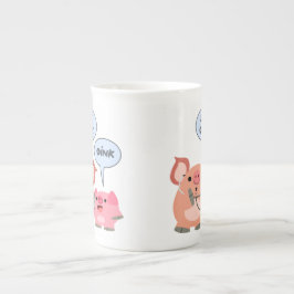 Cute Tecknad Gris Doktor och patient Benporslin Mugg