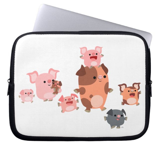 Cute Tecknad Gris-familjen Laptop sleeve (Framsidan)