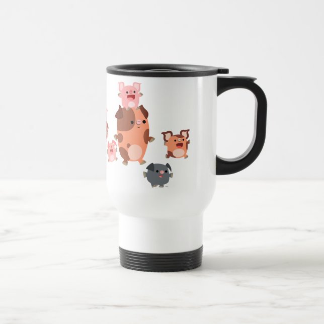 Cute Tecknad Gris Family Mugg (Höger)