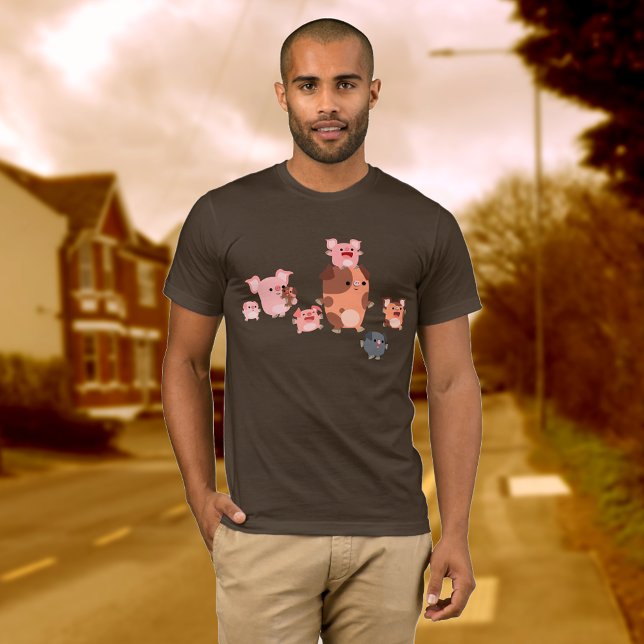 Cute Tecknad Gris Family T-Shirt (Skapare uppladdad)