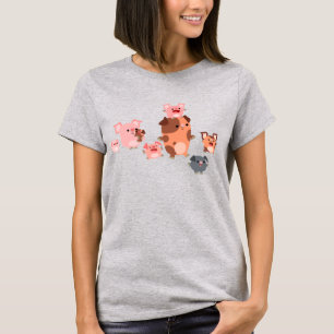 Cute Tecknad Gris Family Women T-Shirt