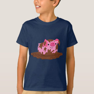Cute Tecknad Gris i Lera Barns T-Shirt