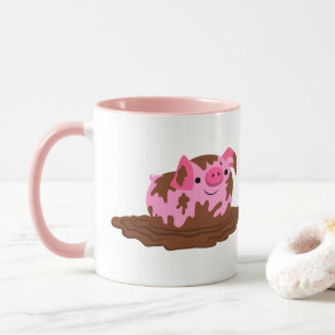 Cute Tecknad Gris i Lera Mugg
