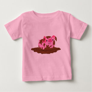 Cute Tecknad Gris i Lera T Shirt