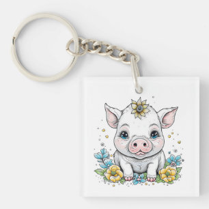 Cute Tecknad Gris i Personligen Flowers