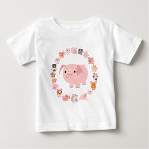 Cute Tecknad Gris Mandala Baby T-shirt front front