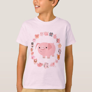 Cute Tecknad Gris Mandala Barn T-shirt front