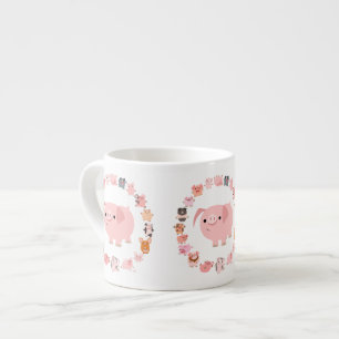 Cute Tecknad Gris Mandala Espresso Mugg Espressomugg