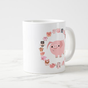 Cute Tecknad Gris Mandala Jumbo Mugg