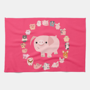 Cute Tecknad Gris Mandala Kitchen Towel Kökshandduk