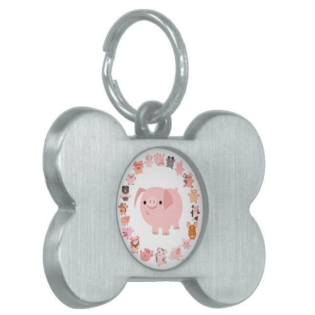 Cute Tecknad Gris Mandala Pet Tag Namnbricka Husdjur (Vänstra Framsidan)