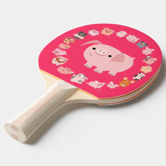 Cute Tecknad Gris Mandala Ping Pong Paddle Pingisracket (Frontvinkel)