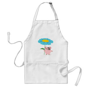 Cute Tecknad Gris med gift (blått) Apron Förkläde