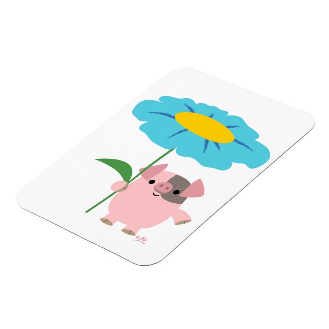 Cute Tecknad Gris med gift (blått), flexibel magne Magnet (Vänstra Sidan)