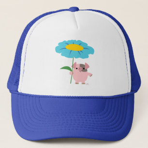 Cute Tecknad Gris med gift (blått) Hat Truckerkeps