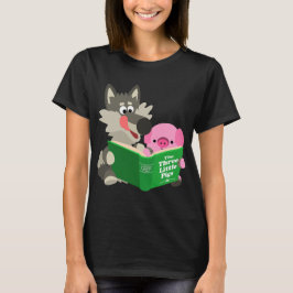 Cute Tecknad Gris och Varg för kvinnor i T-Shirt