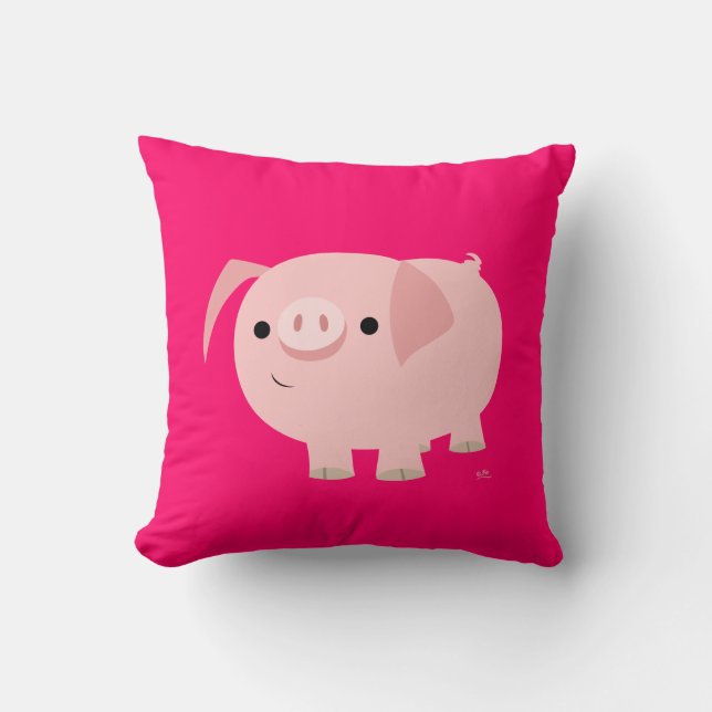 Cute Tecknad Gris Pillow Kudde (Framsida)