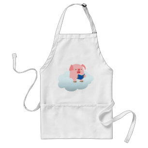 Cute Tecknad Gris Reader på Cloud Apron Förkläde