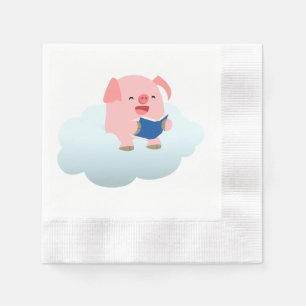 Cute Tecknad Gris Reader på molnbaserade Pappra se Pappersservett