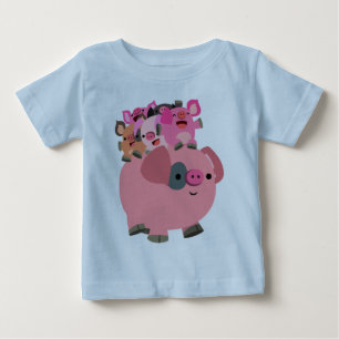 Cute Tecknad Gris som transporterar smågrisar T Shirt