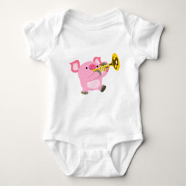 Cute Tecknad Gris spelar Trumpet Baby Bodykostym T Shirt