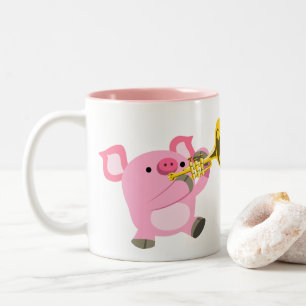 Cute Tecknad Gris spelar Trumpet Mugg