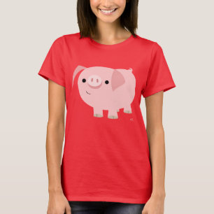 Cute Tecknad Gris Women T-Shirt