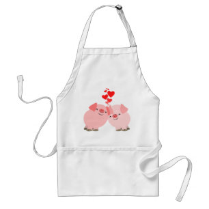 Cute Tecknad Grisar i Kärlek Apron Förkläde
