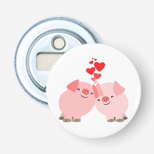 Cute Tecknad Grisar i Kärlek Button Bottenöppnare Flasköppnare