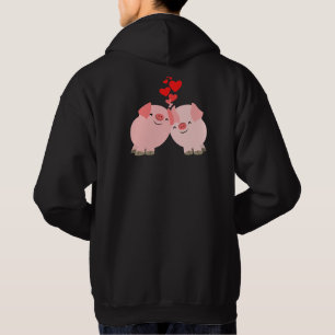 Cute Tecknad Grisar i Kärlek Hoodie