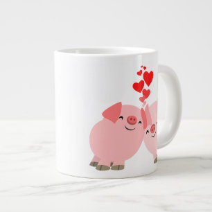 Cute Tecknad Grisar i Kärlek Jumbo Mugg