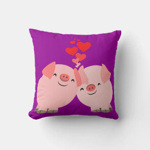 Cute Tecknad Grisar i Kärlek Pillow Kudde