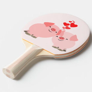 Cute Tecknad Grisar i Kärlek Ping Pong Paddle Pingisracket