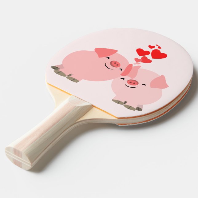 Cute Tecknad Grisar i Kärlek Ping Pong Paddle Pingisracket (Frontvinkel)