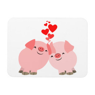 Cute Tecknad Grisar i Kärlek Premium Magnet